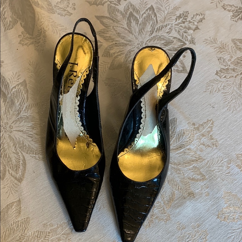 Black Patent Leather Slingback Heels